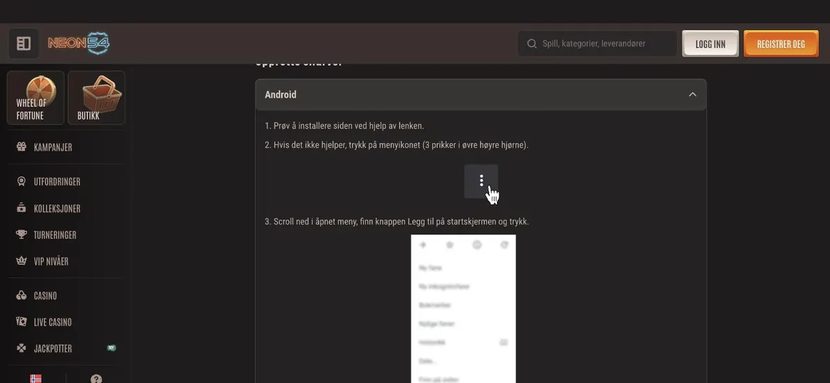 Neon54 app - snarveisiden med veiledning for Android og iOS
